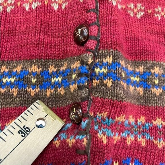Vintage Lady’s Tiara Red & Brown Cardigan Sweater Size Petite Medium - Picture 7 of 8